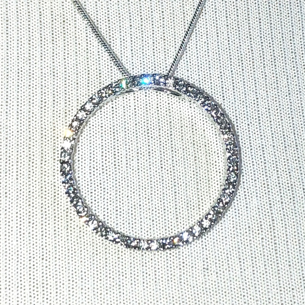 Sterling Silver CZ Large Circle of Love Pendant